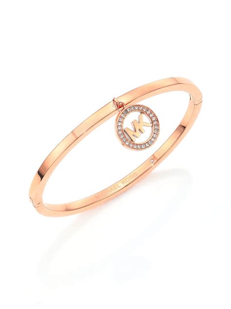 michael kors fulton logo rose gold bracelet